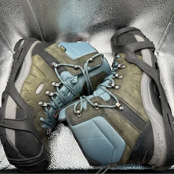 Keen Womens 9 Revel IV Mid Polar Hiking‎ Boots Waterproof Dry Warm Green Aqua
