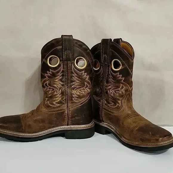 Kids Amarillo Dan Post Cowboy Boots, Brown, Size Children's 1D, PreOwned