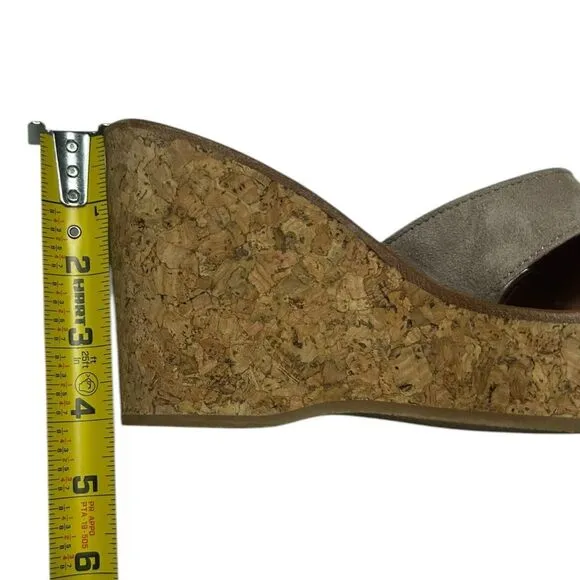 K. Jacques St. Tropez Suede Platform Cork Wedge Sandals Taupe 37 Handcrafted