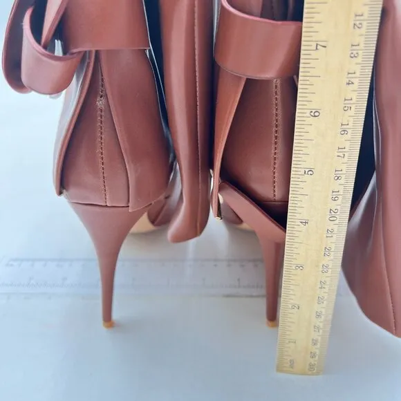 Knee High Boots Women Fold Over Boots Pointed Toe Stiletto Heel Brown