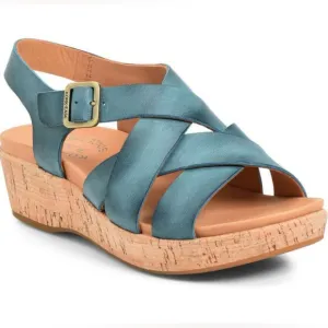 Kork-Ease Womens Caroleigh Ankle Strap Wedge Leather Sandals Turquoise Size 11