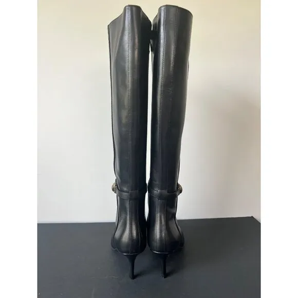 KURT GEIGER LONDON KENSINGTON FLEXI KNEE black leather BOOTS Size 9