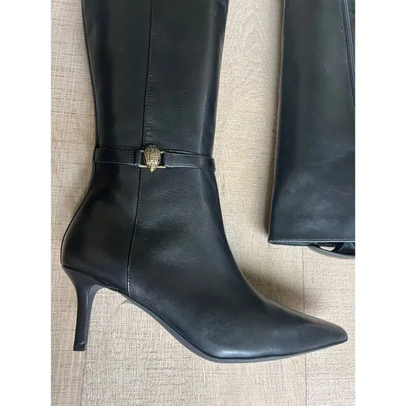 KURT GEIGER LONDON KENSINGTON FLEXI KNEE black leather BOOTS Size 9