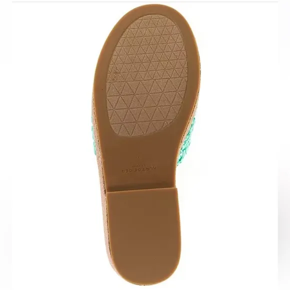 Kurt Geiger London Women’s 7.5 Eagle Green Crochet Cork Slide Sandals