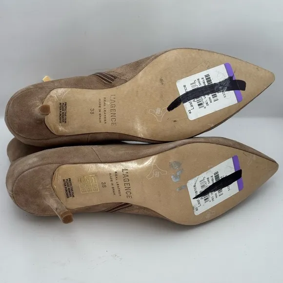 L'AGENCE Aimee II Suede Leather Ankle Boots Tan Sz 38 U.S. 8