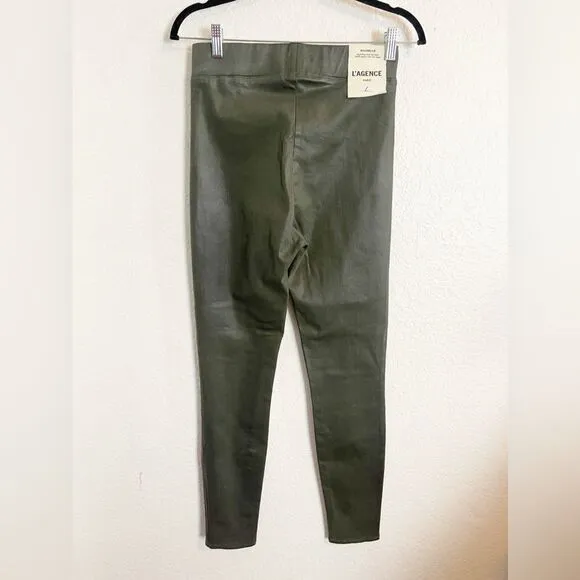 L’AGENCE Jeans coated Rochelle legging in army green. NWT. Large
