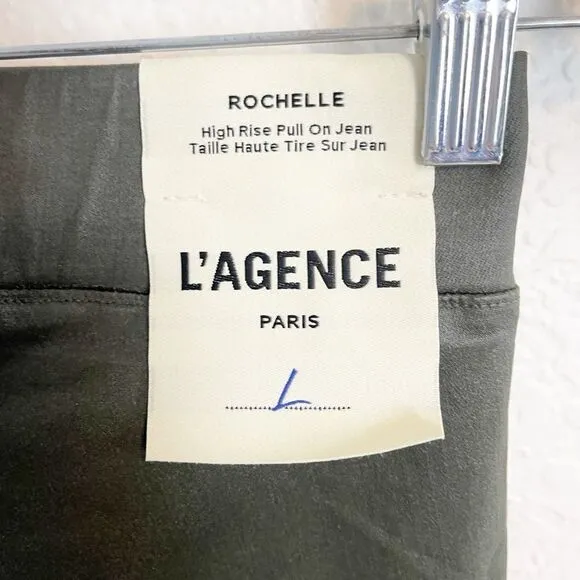 L’AGENCE Jeans coated Rochelle legging in army green. NWT. Large
