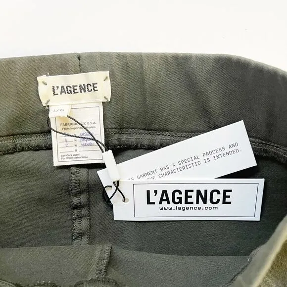 L’AGENCE Jeans coated Rochelle legging in army green. NWT. Large