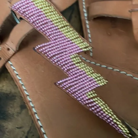 Laidbacklondon Thunder Beaded EmbellishedBrown Sandals Size 10