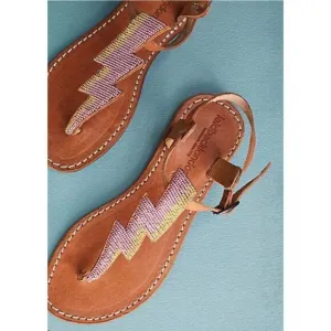 Laidbacklondon Thunder Beaded EmbellishedBrown Sandals Size 10