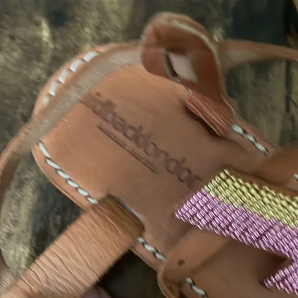 Laidbacklondon Thunder Beaded EmbellishedBrown Sandals Size 10