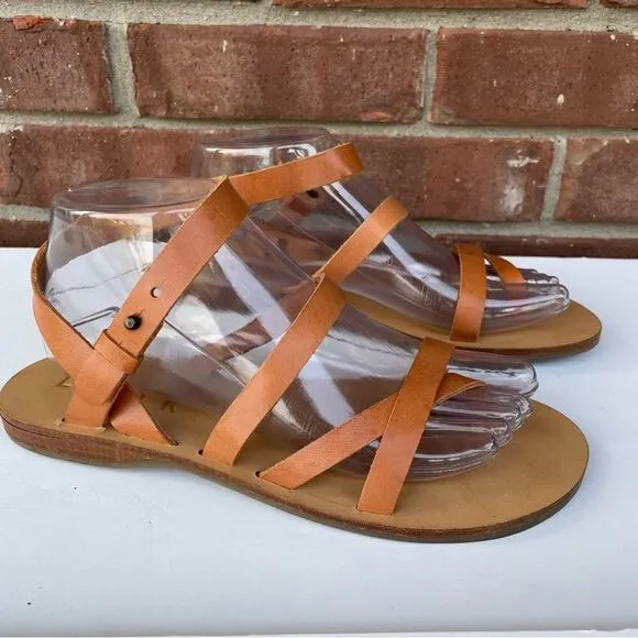 Laiik Handmade Greek Warrior Goddess Straps Leather Sandals Sofia Size 39 US 9