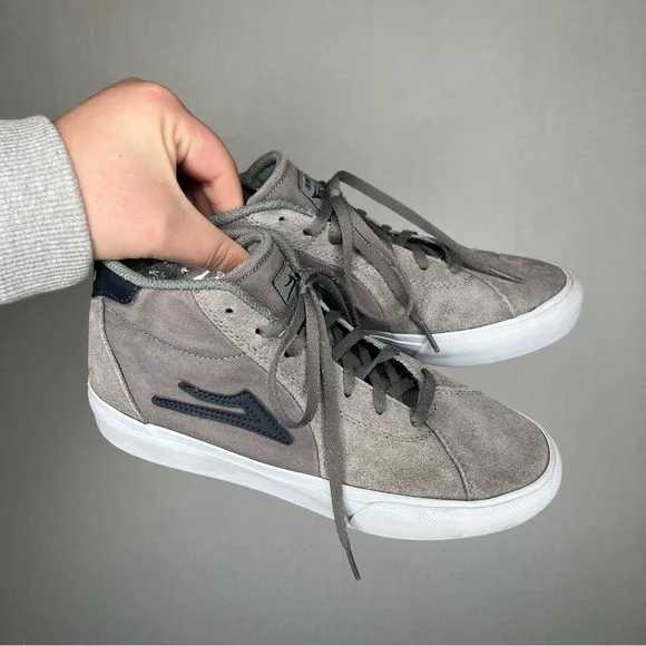 LAKAI | Men's Gray and Navy High-Top Sneakers 6 Skater Skateboard