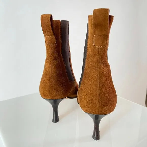 Lambertson Truex Suede Kitten Heel Chelsea Boots w Pointed Toe