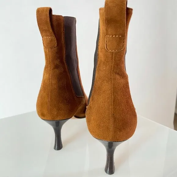 Lambertson Truex Suede Kitten Heel Chelsea Boots w Pointed Toe