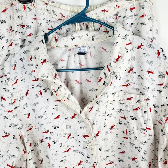 Lands' Ends 100% Cotton Flannel Pajama Set Pants Shirt