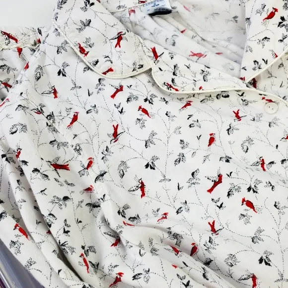 Lands' Ends 100% Cotton Flannel Pajama Set Pants Shirt