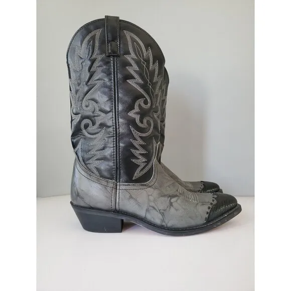 Laredo Black Gray Lea Vamp Fox Front Shaft Cowboy Western Boots 6782 Mens 10D