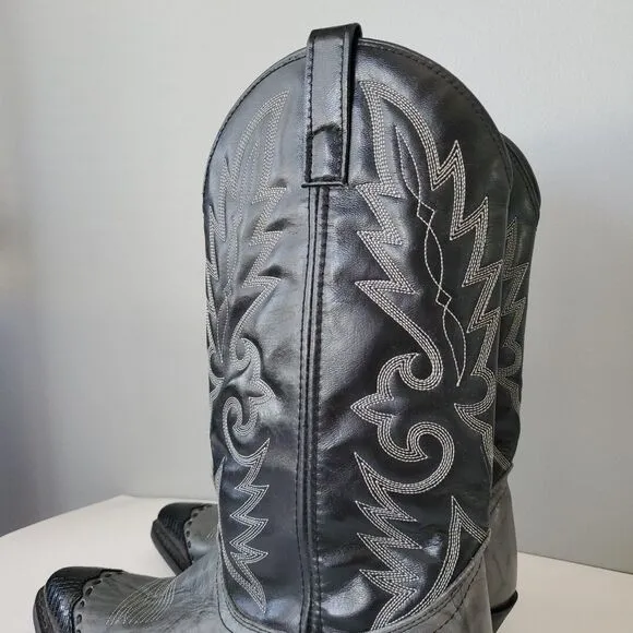 Laredo Black Gray Lea Vamp Fox Front Shaft Cowboy Western Boots 6782 Mens 10D