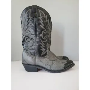 Laredo Black Gray Lea Vamp Fox Front Shaft Cowboy Western Boots 6782 Mens 10D