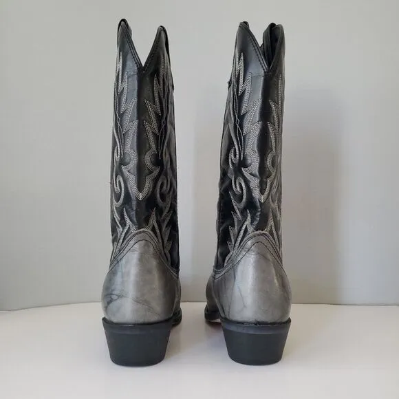 Laredo Black Gray Lea Vamp Fox Front Shaft Cowboy Western Boots 6782 Mens 10D