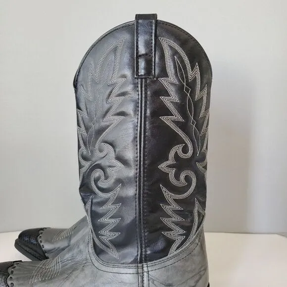 Laredo Black Gray Lea Vamp Fox Front Shaft Cowboy Western Boots 6782 Mens 10D