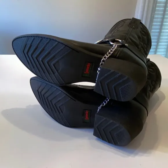 Laredo LC3200 Youth Pointed Toe Leather Black Western Boots Size 4‎ D
