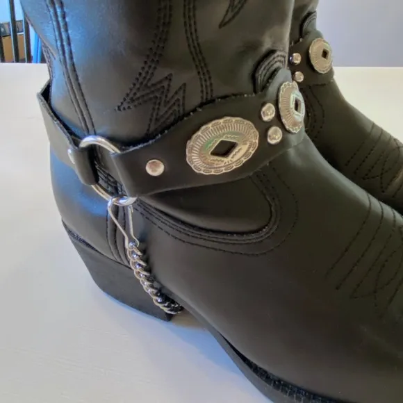 Laredo LC3200 Youth Pointed Toe Leather Black Western Boots Size 4‎ D