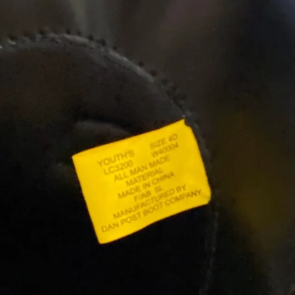 Laredo LC3200 Youth Pointed Toe Leather Black Western Boots Size 4‎ D