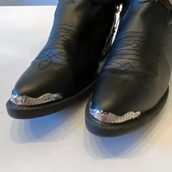 Laredo LC3200 Youth Pointed Toe Leather Black Western Boots Size 4‎ D