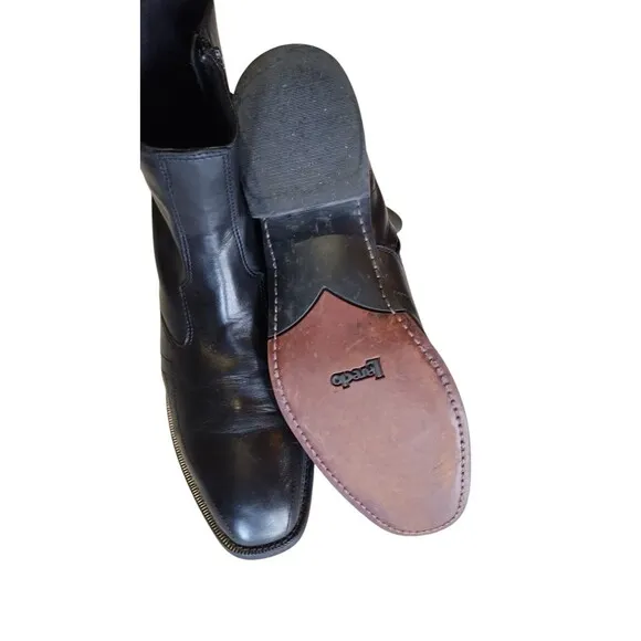 Laredo Mens Black Goat Leather Hoxie Western Ankle Side Zip-Up Boots Sz 11 EW