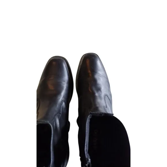 Laredo Mens Black Goat Leather Hoxie Western Ankle Side Zip-Up Boots Sz 11 EW