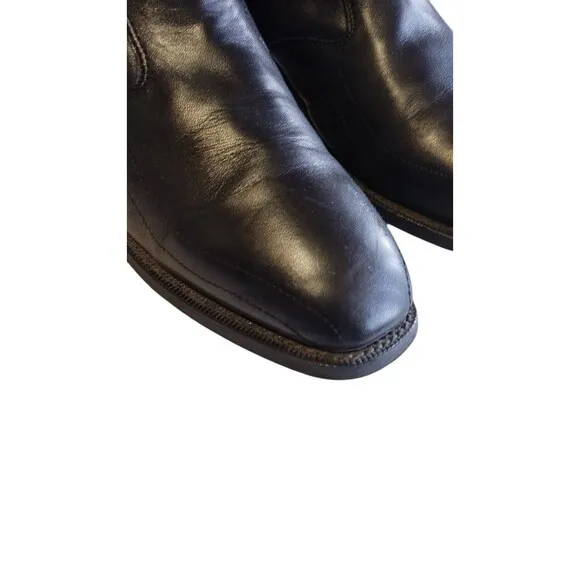 Laredo Mens Black Goat Leather Hoxie Western Ankle Side Zip-Up Boots Sz 11 EW