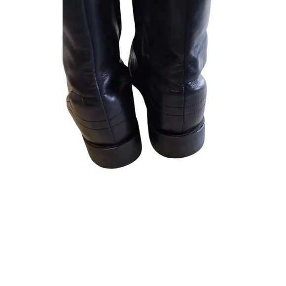 Laredo Mens Black Goat Leather Hoxie Western Ankle Side Zip-Up Boots Sz 11 EW