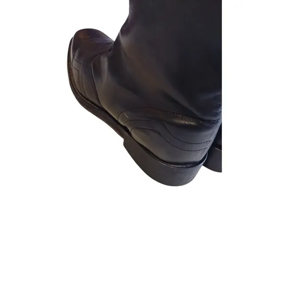 Laredo Mens Black Goat Leather Hoxie Western Ankle Side Zip-Up Boots Sz 11 EW