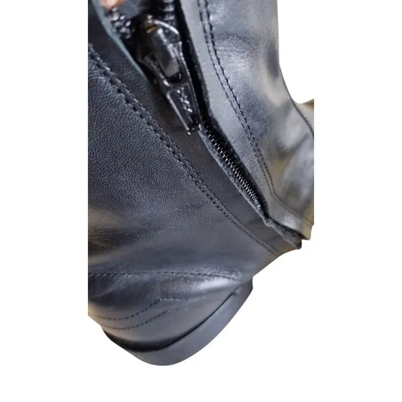Laredo Mens Black Goat Leather Hoxie Western Ankle Side Zip-Up Boots Sz 11 EW