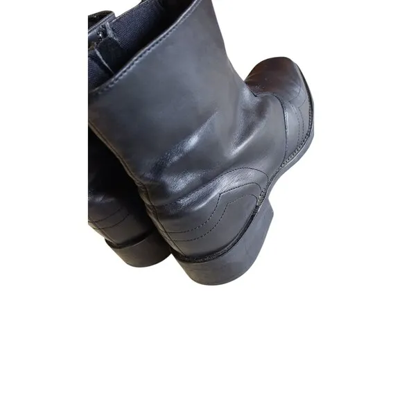 Laredo Mens Black Goat Leather Hoxie Western Ankle Side Zip-Up Boots Sz 11 EW