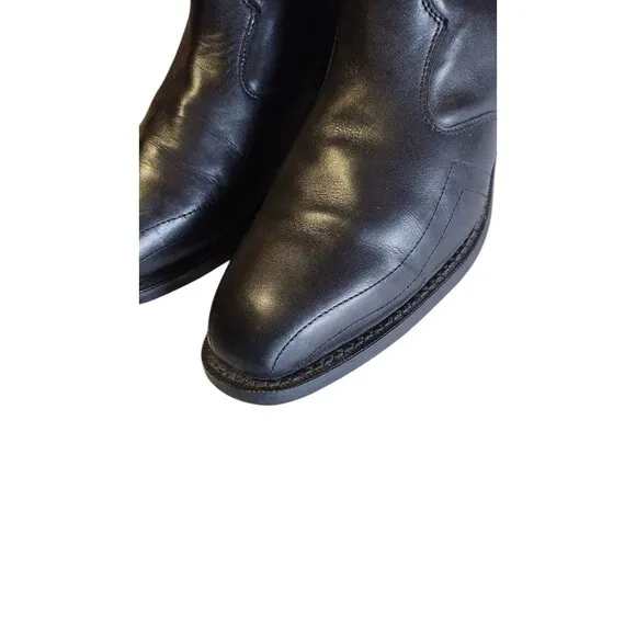 Laredo Mens Black Goat Leather Hoxie Western Ankle Side Zip-Up Boots Sz 11 EW