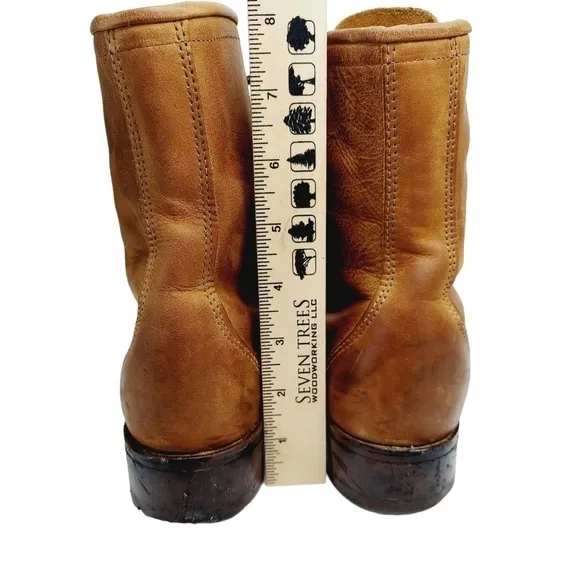 Laredo Sara Rose Western Boots Leather Tan Kiltie Rope Lace-Up Size 6.5 Cowboy