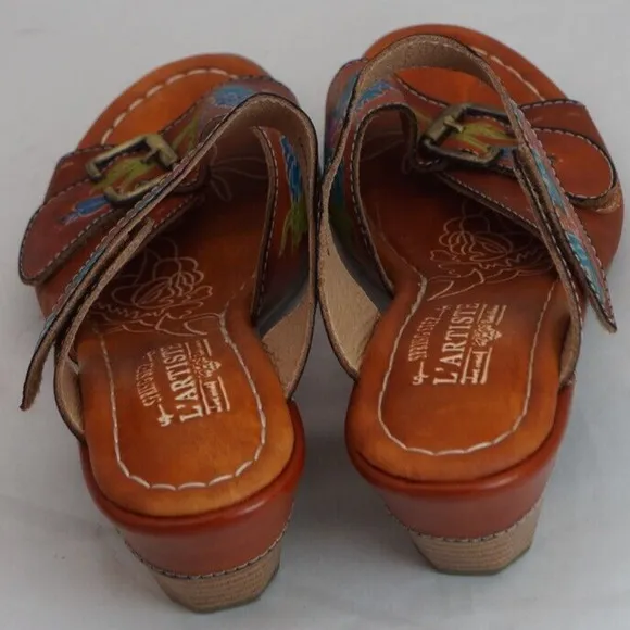 L’artiste springstep floral leather Ozuna Blum slide sandals 9.5 41