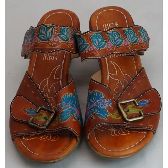 L’artiste springstep floral leather Ozuna Blum slide sandals 9.5 41