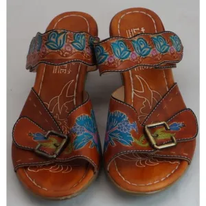 L’artiste springstep floral leather Ozuna Blum slide sandals 9.5 41