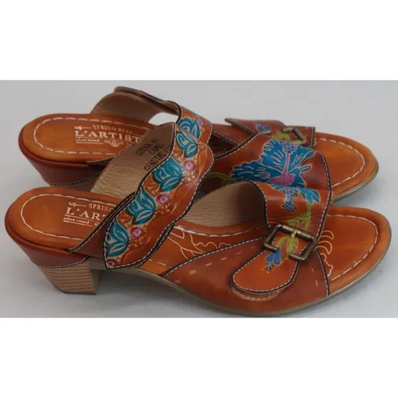 L’artiste springstep floral leather Ozuna Blum slide sandals 9.5 41