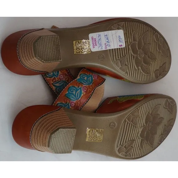 L’artiste springstep floral leather Ozuna Blum slide sandals 9.5 41