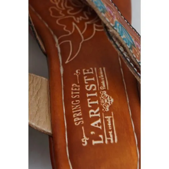 L’artiste springstep floral leather Ozuna Blum slide sandals 9.5 41