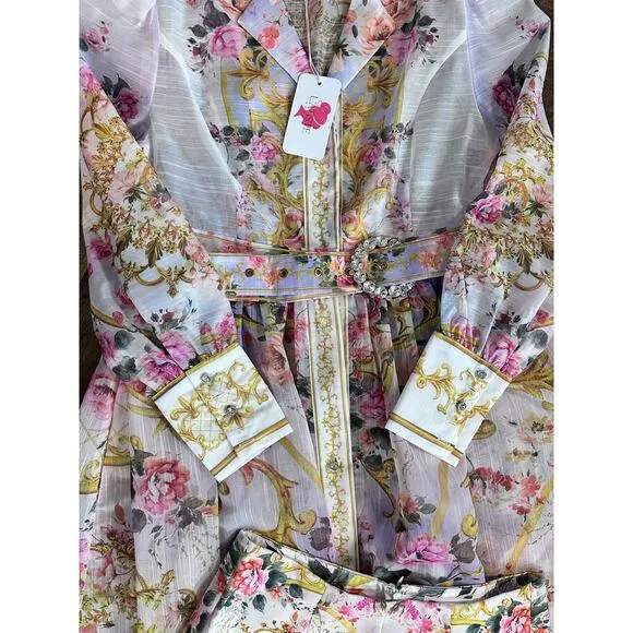 L'Atiste By Amy Bohemian Bliss Paisley Print Two Piece Dress Floral Garden Sz L
