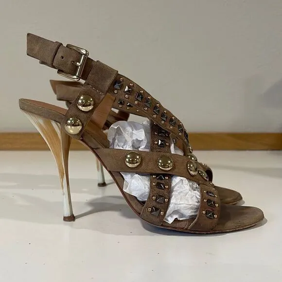 Latitude Femme Tan Studded Sandals Size 39.5