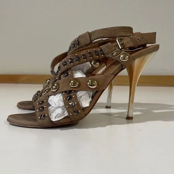 Latitude Femme Tan Studded Sandals Size 39.5