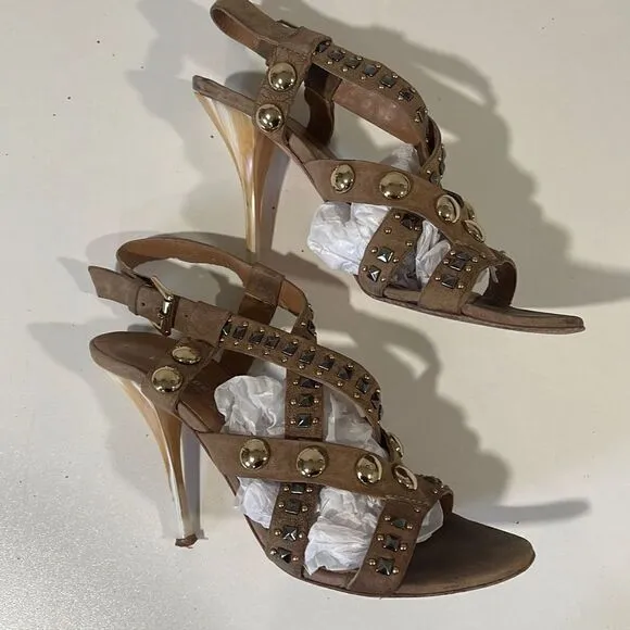 Latitude Femme Tan Studded Sandals Size 39.5