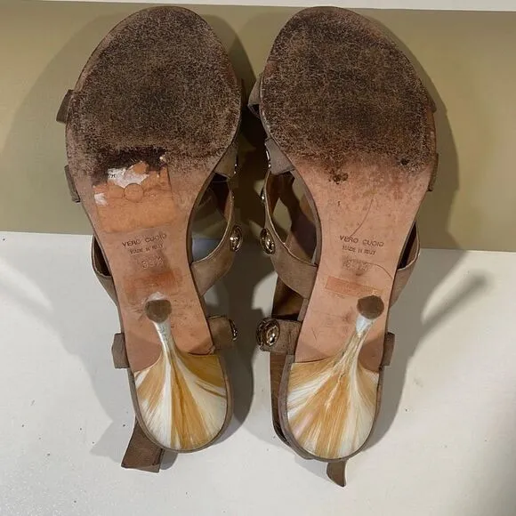 Latitude Femme Tan Studded Sandals Size 39.5